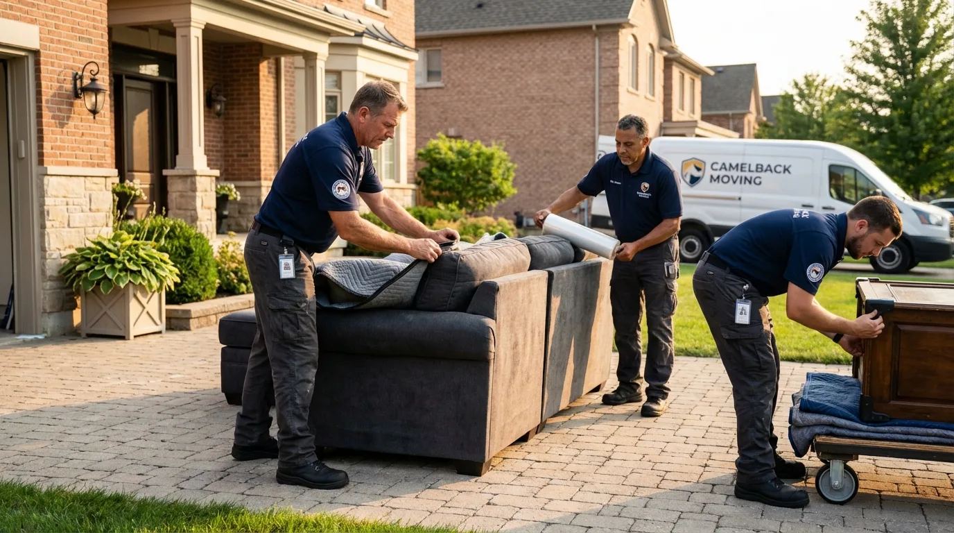 Large estate moving crew wrapping furniture in Mount Ida, AR