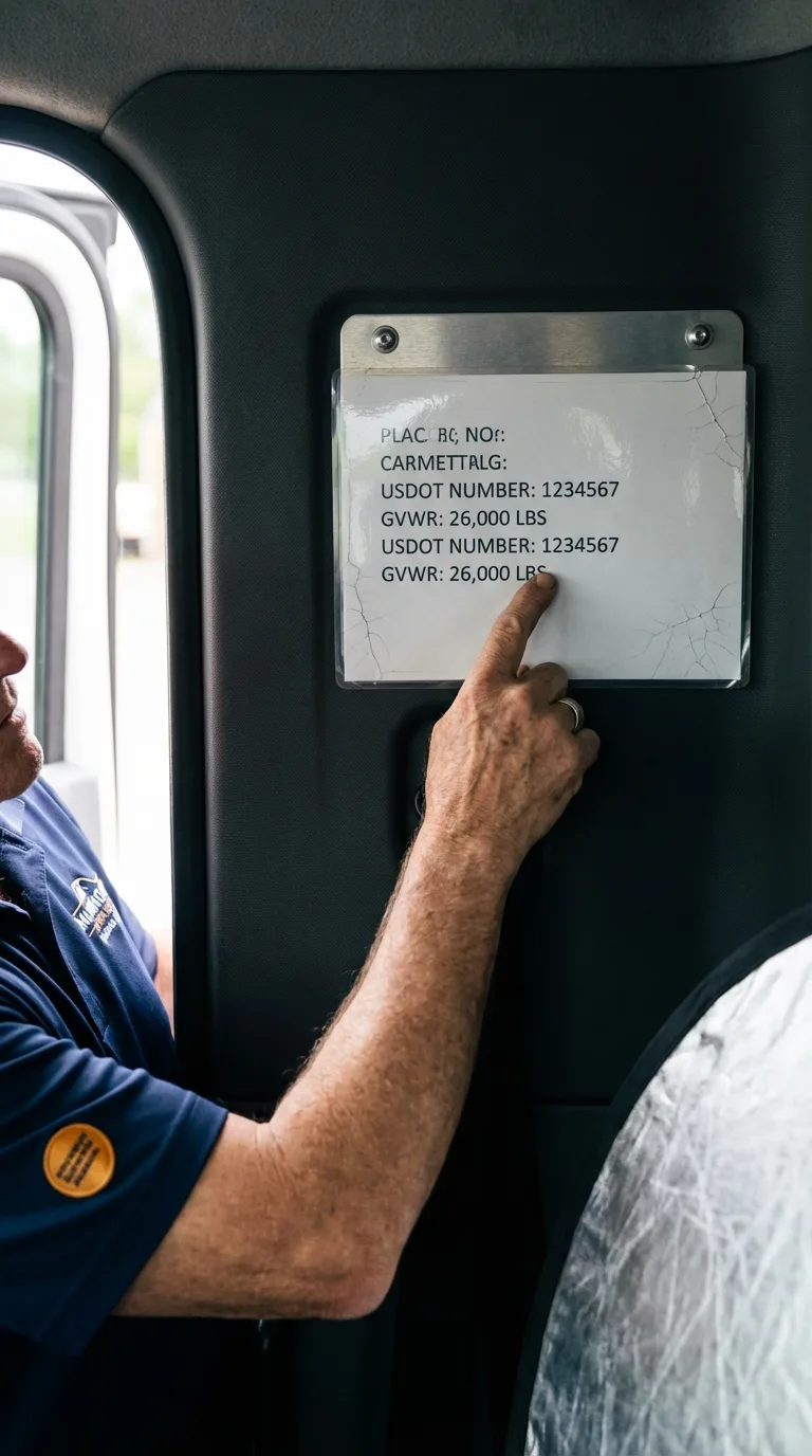 USDOT licensing placard verification in Mount Ida